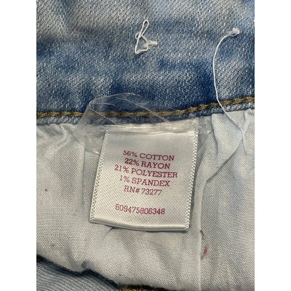 Light Wash Distressed High Rise Cutoff Denim Shorts Frayed Hem Pockets Size 9 - Picture 7 of 7